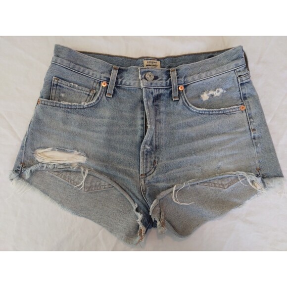Citizens of Humanity Pants - Citizens of Humanity Danielle Cut Off Denim Shorts 27 Light Wash Distressed High